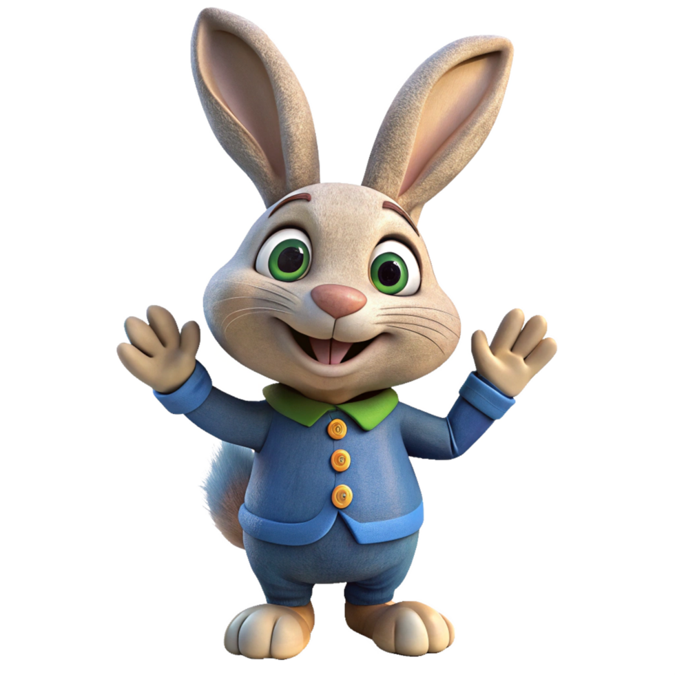 Cheerful cartoon rabbit easter bunny celebrates spring enchanted garden character illustration whimsical playful vibe png