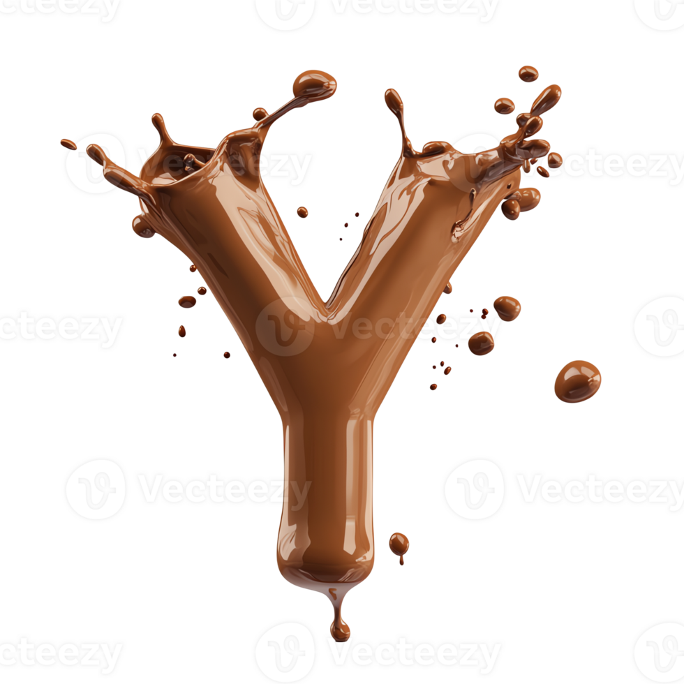Liquid Chocolate Forms Letter Y, Splashing Dynamically and Elegantly in Slow Motion png