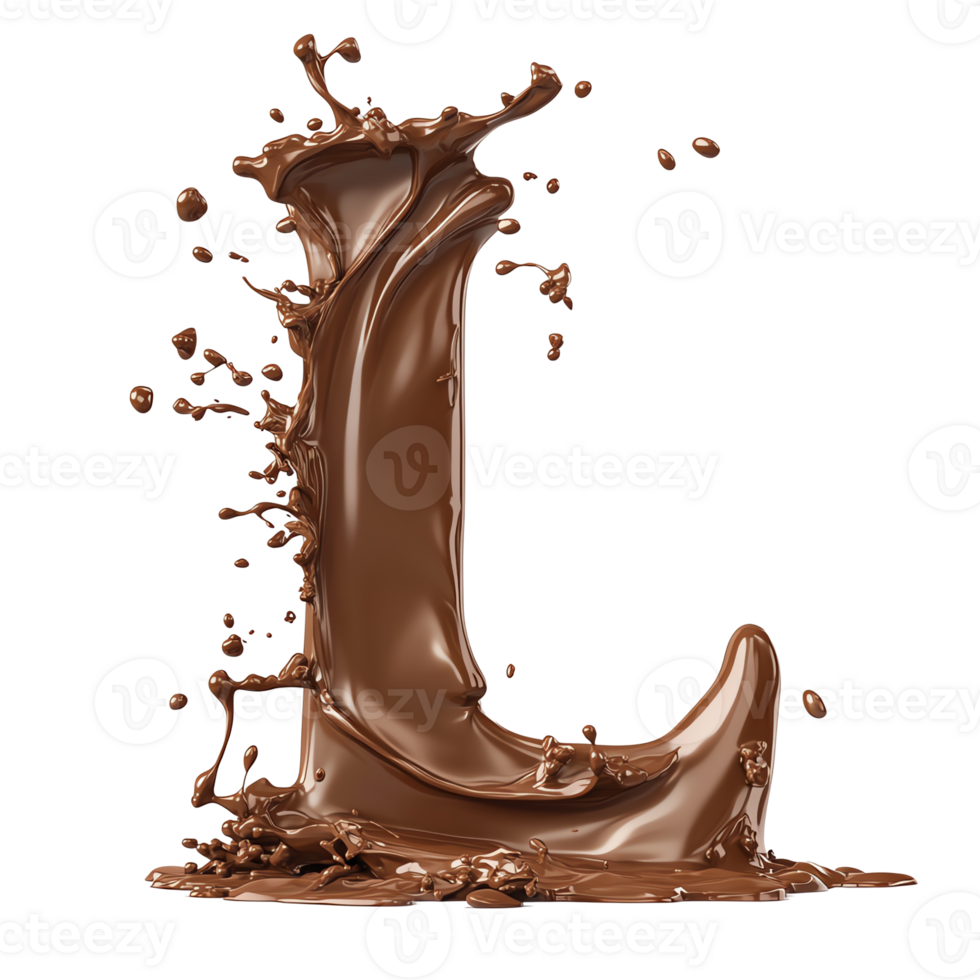 Liquid Chocolate Letter L Splashing Dynamically, Melted Chocolate, Chocolate Alphabet png