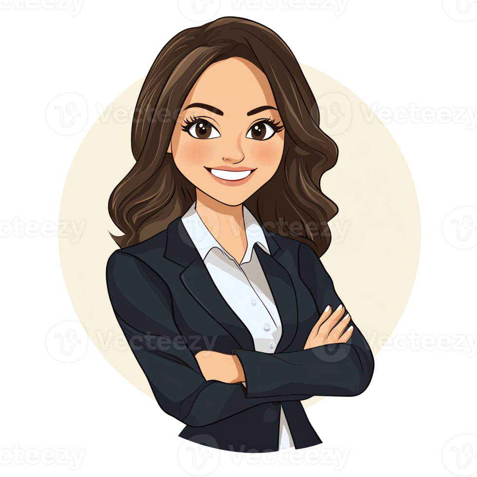 Confident Businesswoman with Crossed Arms Posing for Success, Achieving Goals through Hard Work and Determination. png