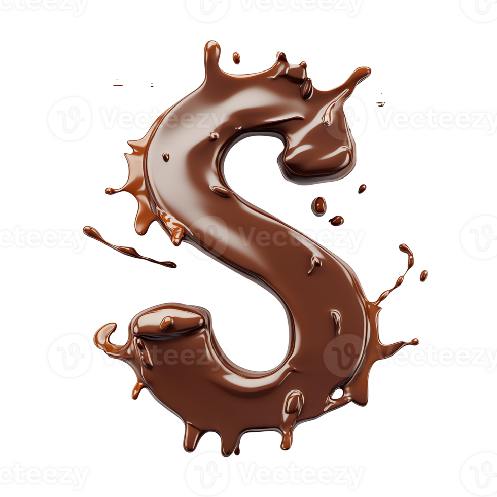 Chocolate Liquid S Letter Splashes Dynamically, Forming a Delicious Alphabet, Sweet Treat png