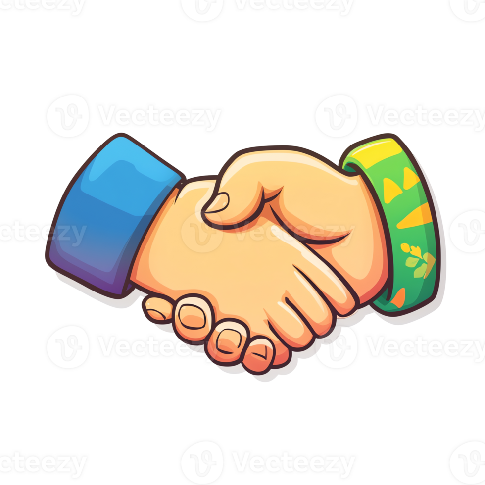 Illustration of Handshake Depicting Agreement and Partnership on Black Background png