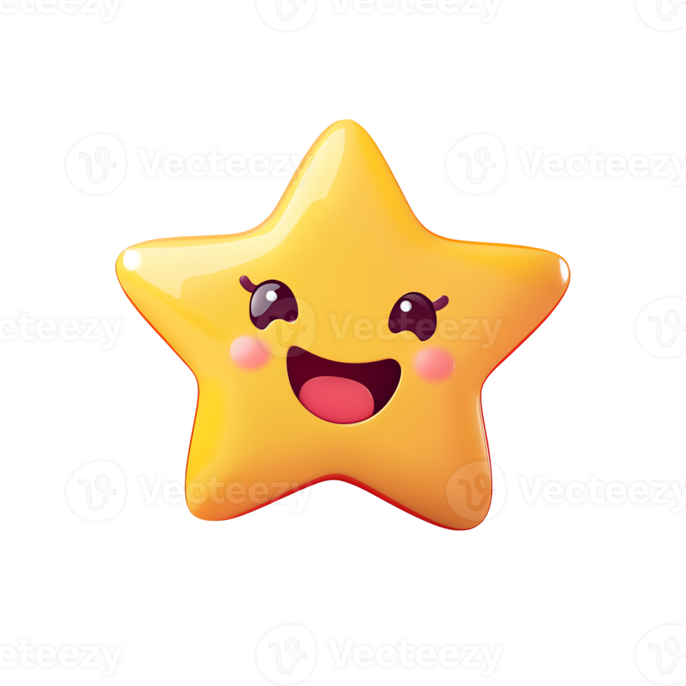 Happy Yellow Star Cartoon Character Smiling on Black Background png