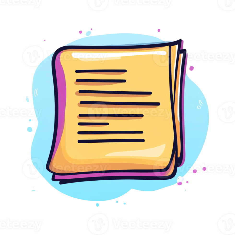 Paper Stack Icon Illustration with Abstract Background and Cartoon Style png