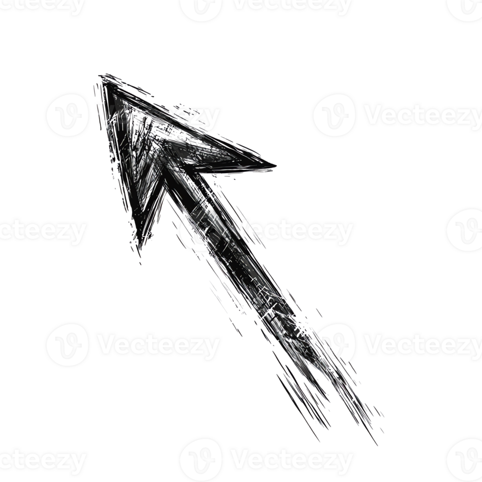 Abstract Arrow Moving Upward with Artistic Grunge Texture on Black png