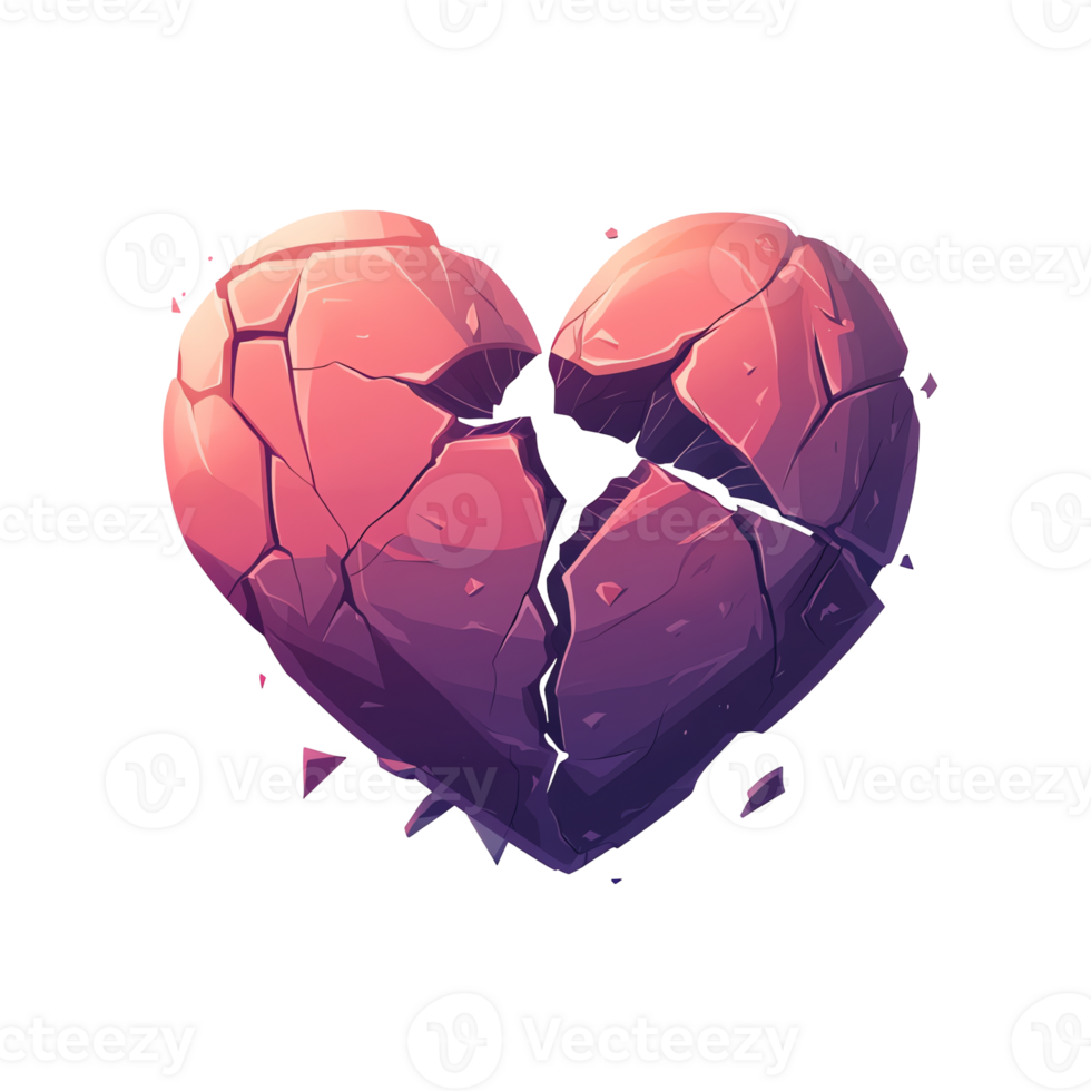 Cracked Heart Illustration Represents Heartbreak with Dark Background Ideal Symbol png