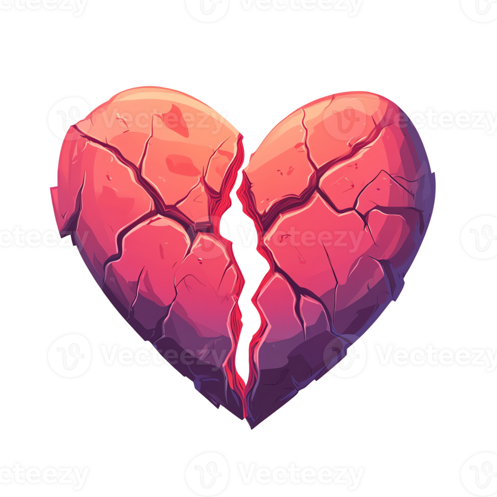 Cracked Heart Illustration on Black Background for Conceptual Designs png