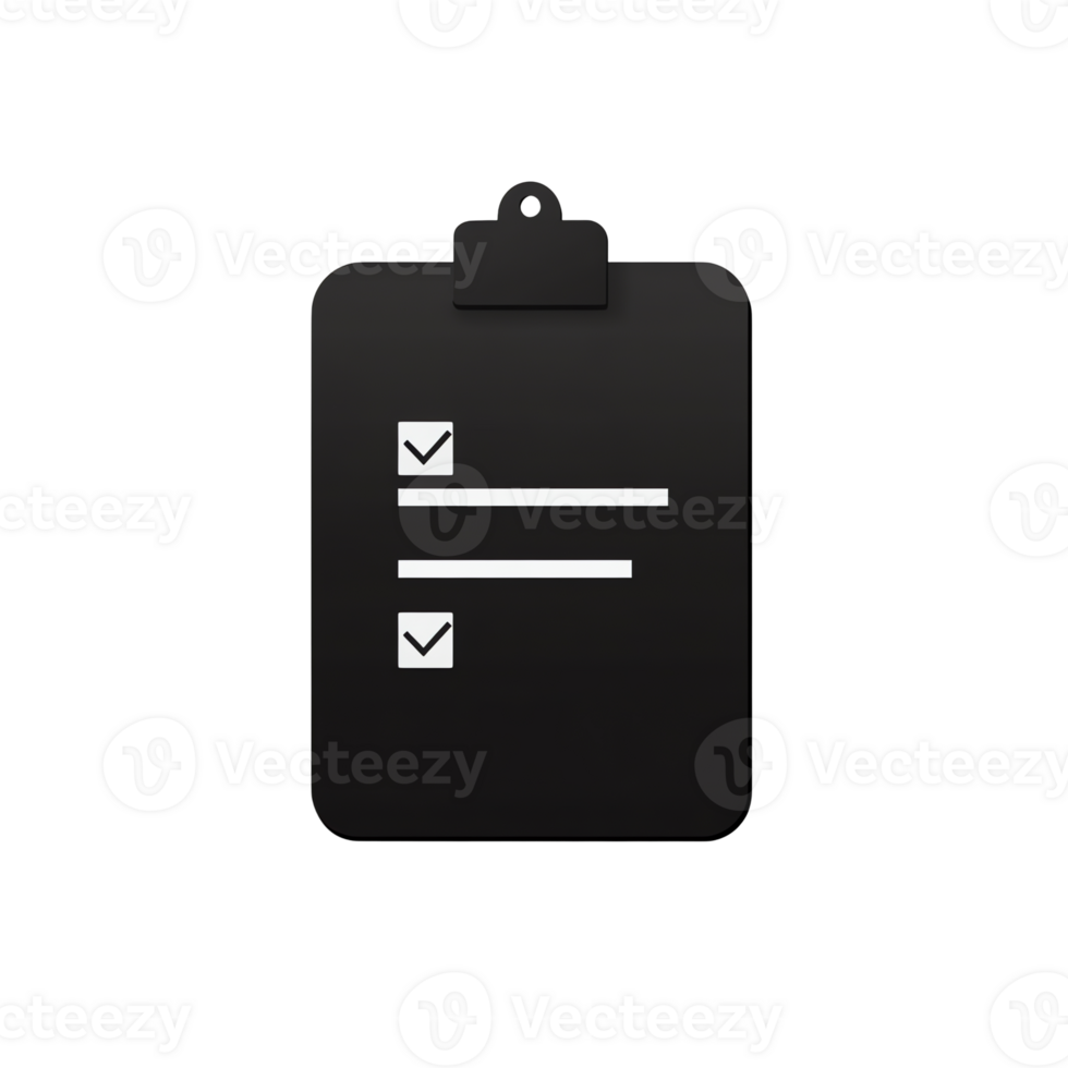 Clipboard with Checklist and Blank Lines on Dark Minimal Background png