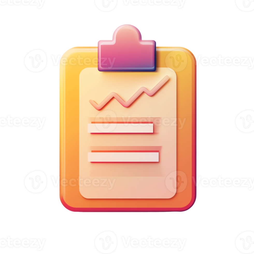 Clipboard with rising graph and lines icon for business report png
