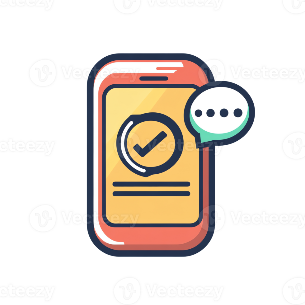 Smartphone Showing Confirmation Checkmark and Message Bubble Notification Icon png