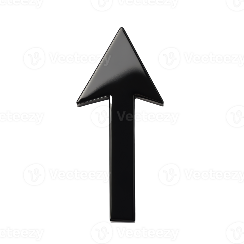 Pointing Upward Glossy Black Arrow Against a Dark Background png