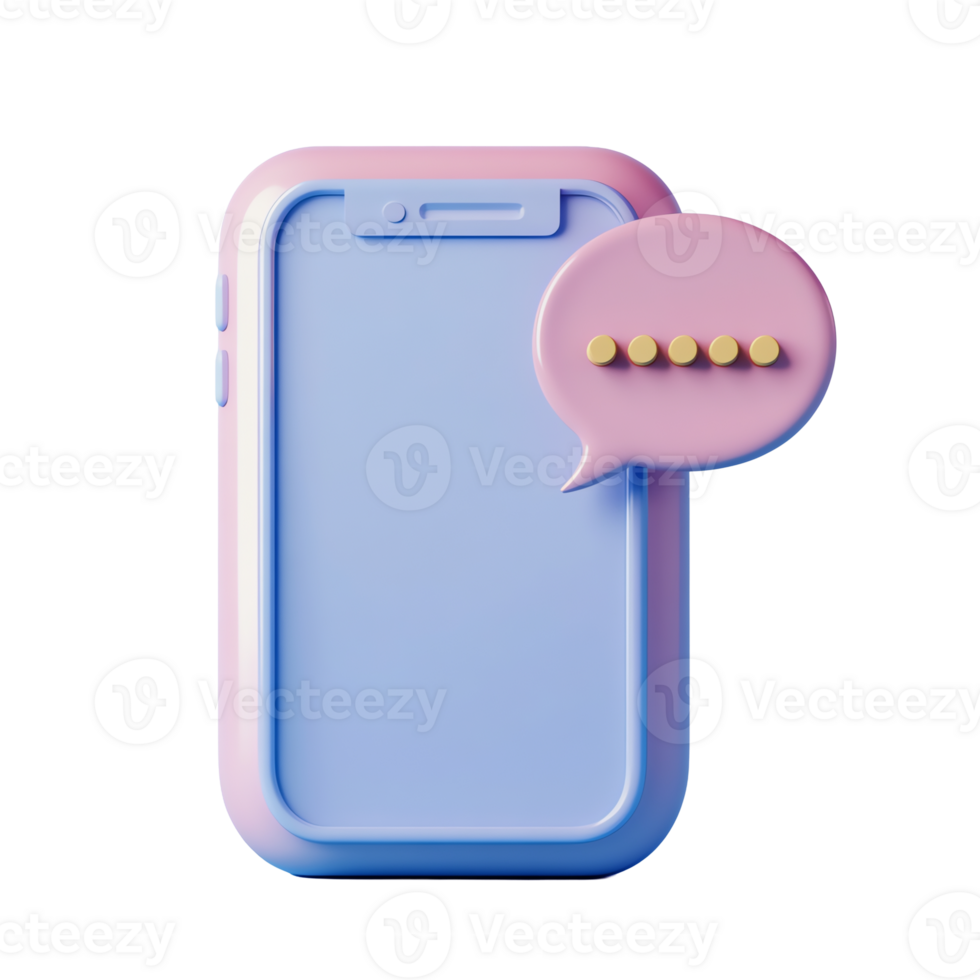 Stylized Phone with Message Bubble Displaying Password Entry Indication png