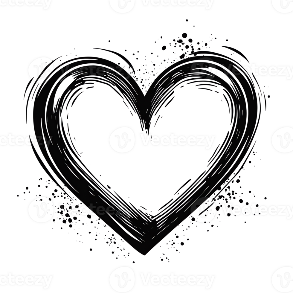 Creating Heart Shape with Brush Strokes on Black Surface png