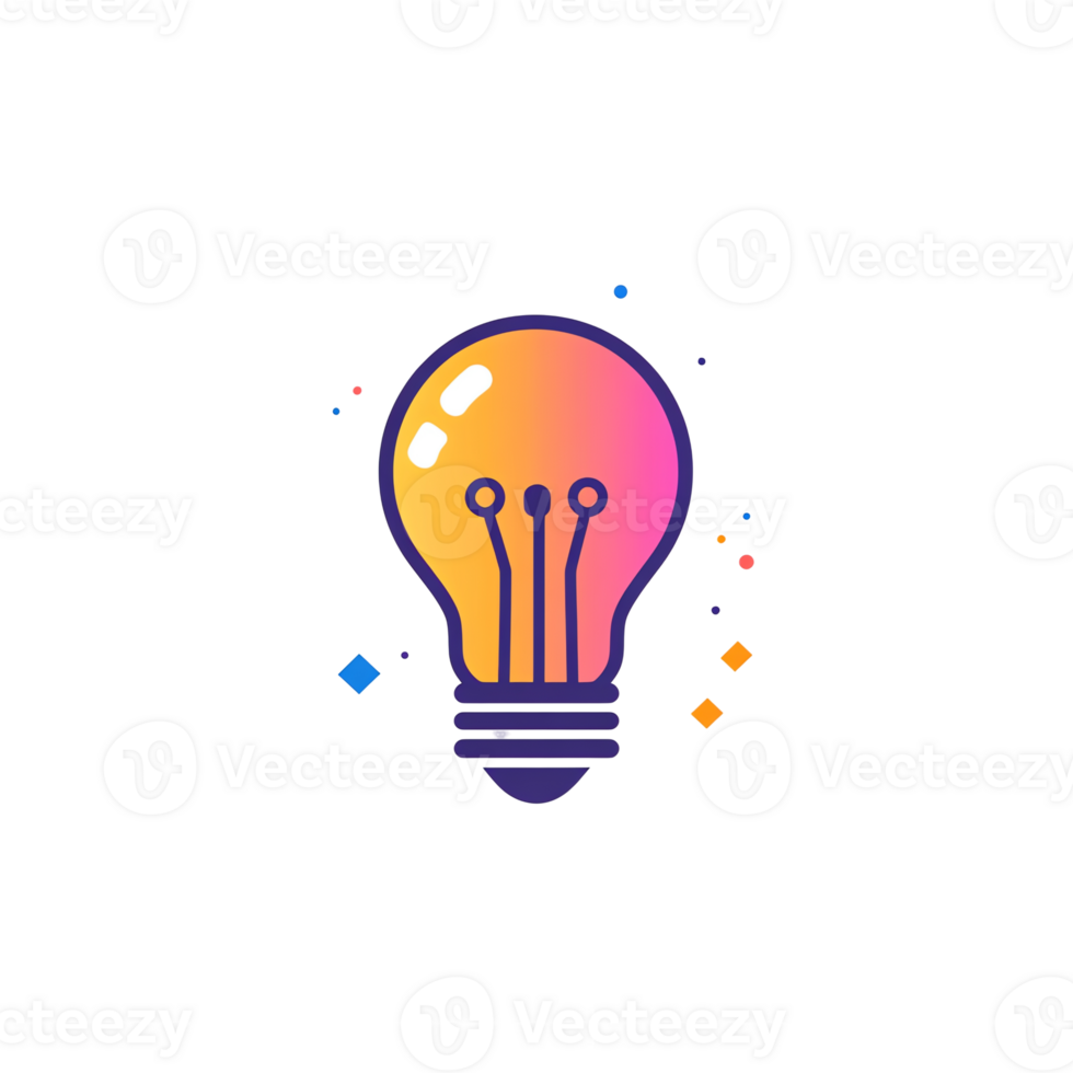 Bright Light Bulb Icon with Colorful Gradient on Black Background png