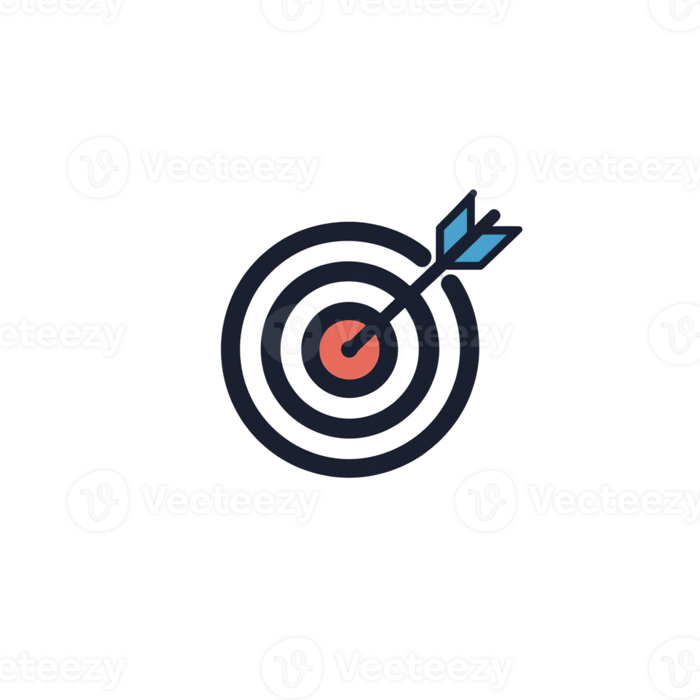 Target with Arrow in Center on Dark Background Showing Accuracy png