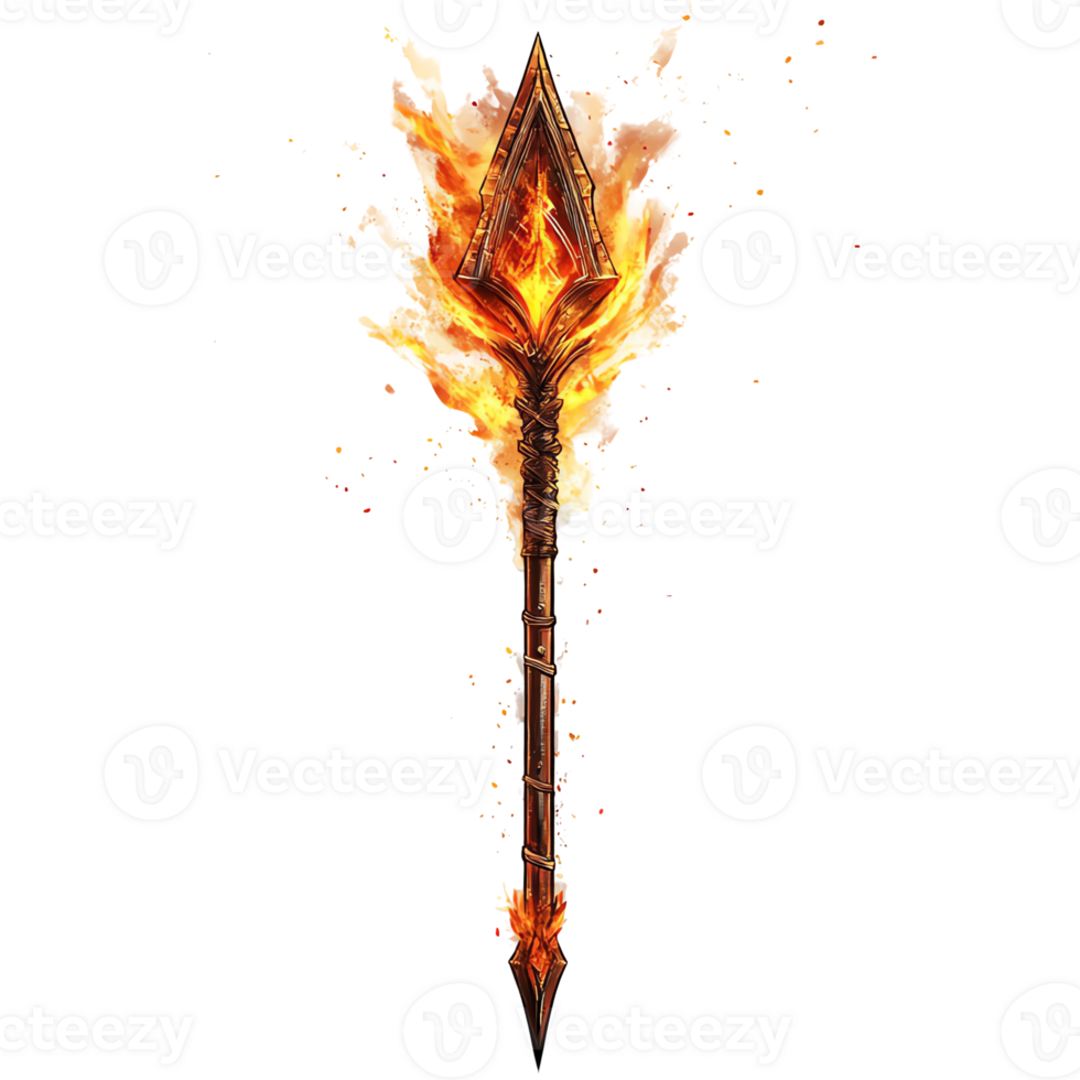 Flaming Spear with Intricate Details Against a Black Background png