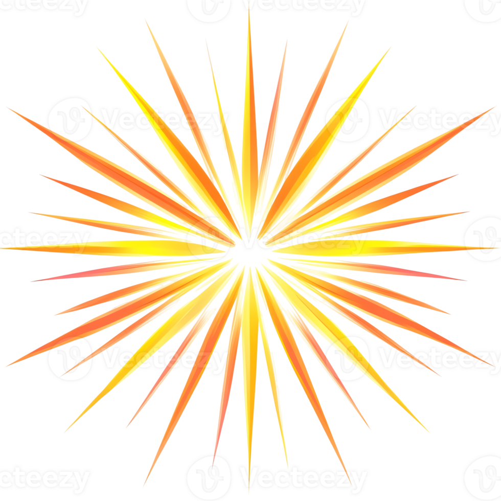 Bursting Star Pattern Radiating Light in Yellow and Orange Tones png