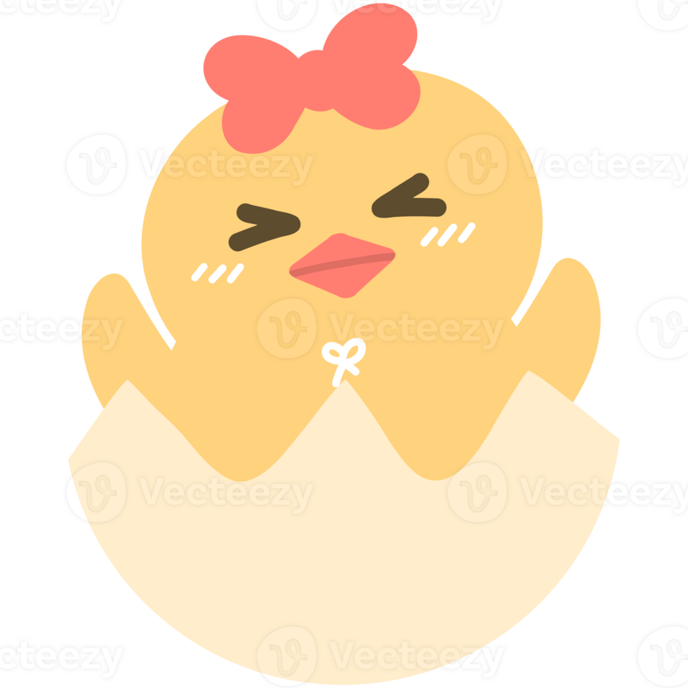 Easter happy chicken in egg shell png