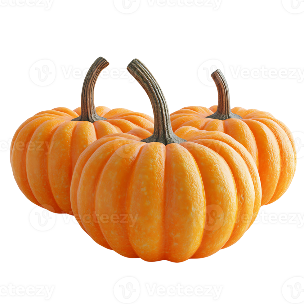 Three orange pumpkins are standing next to each other on a black background png