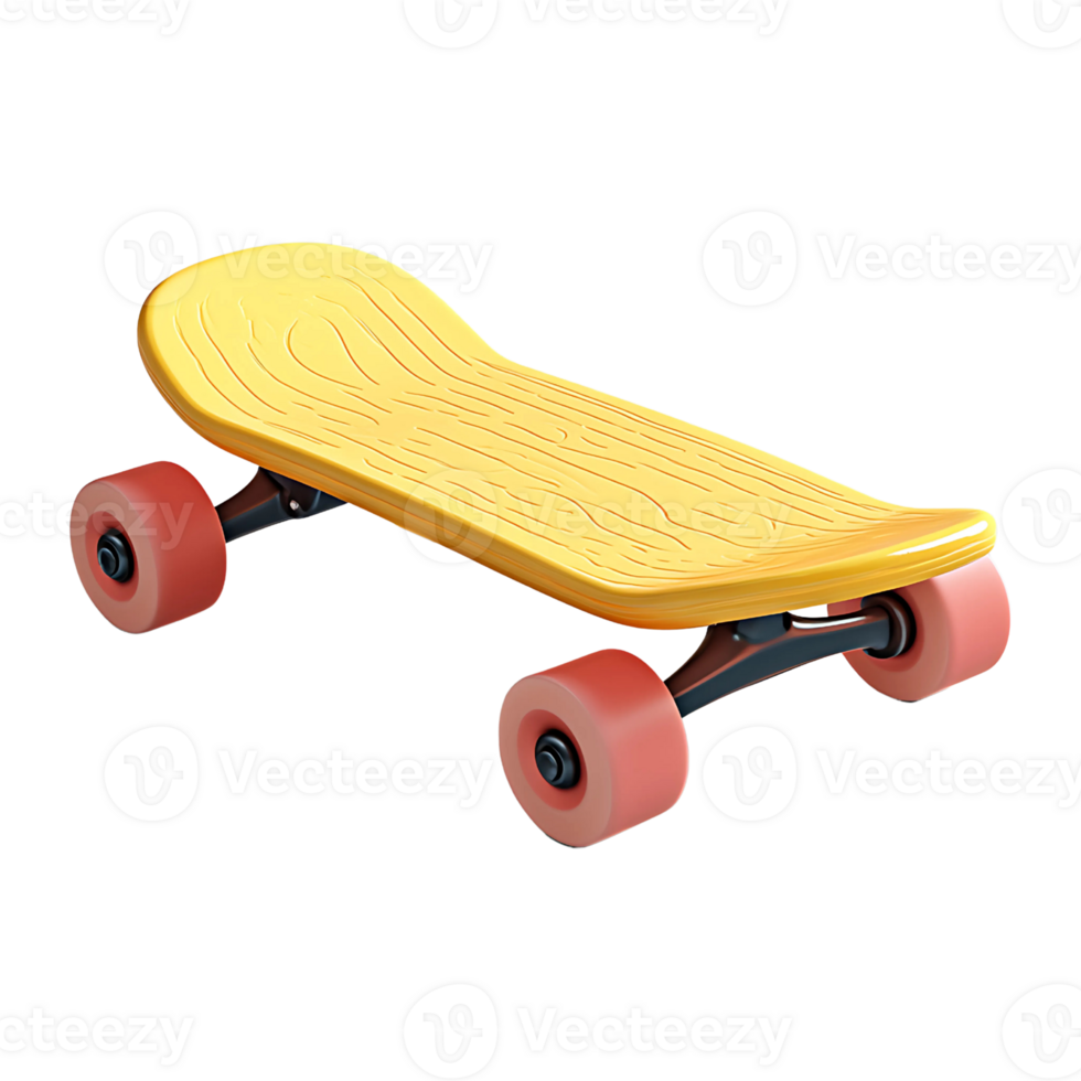 Yellow Skateboard with Red Wheels png