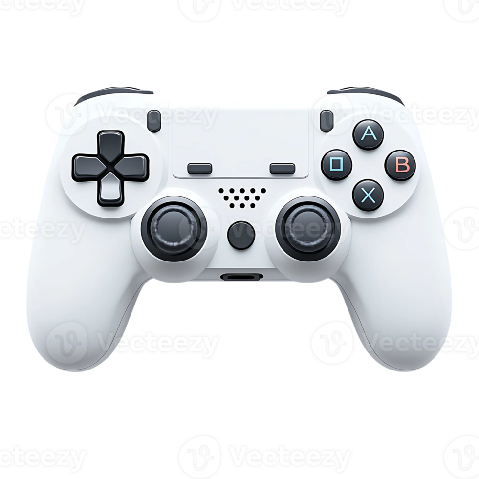 White Gaming Controller with Dual Analog Sticks png