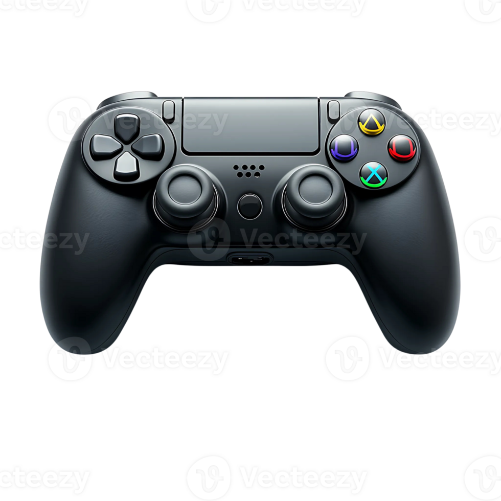 Black Gaming Controller with Colorful Buttons png