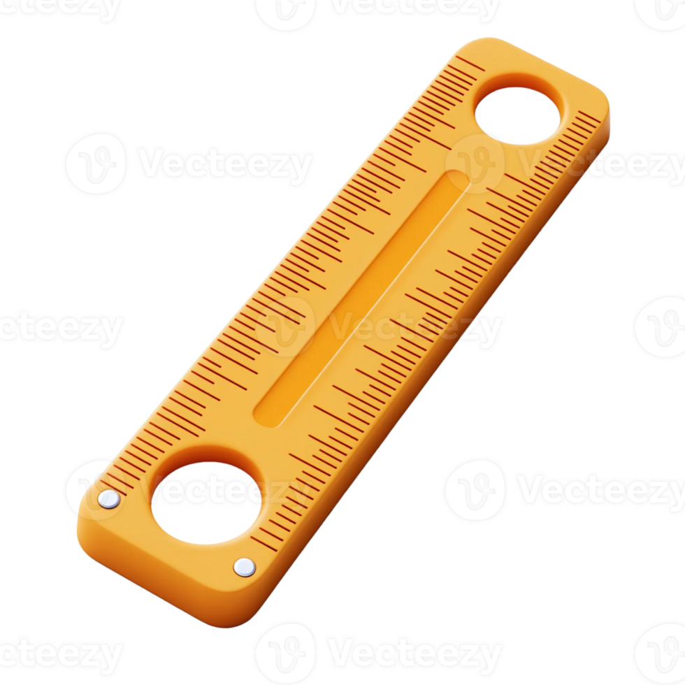 Orange Plastic Ruler with Measurement Markings png