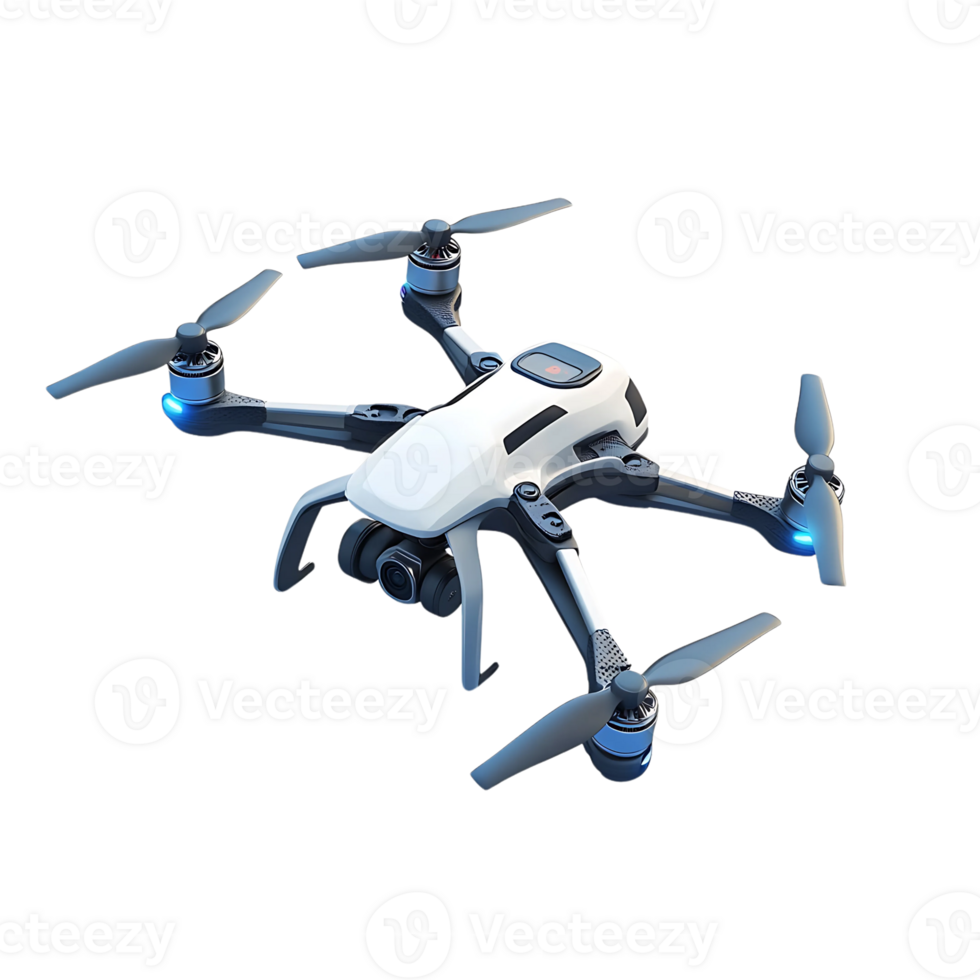 Modern Drone with Camera and Blue LED Lights png