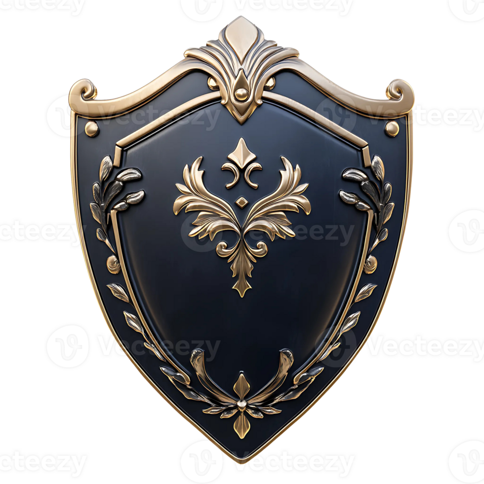 Elegant Black and Gold Decorative Shield png