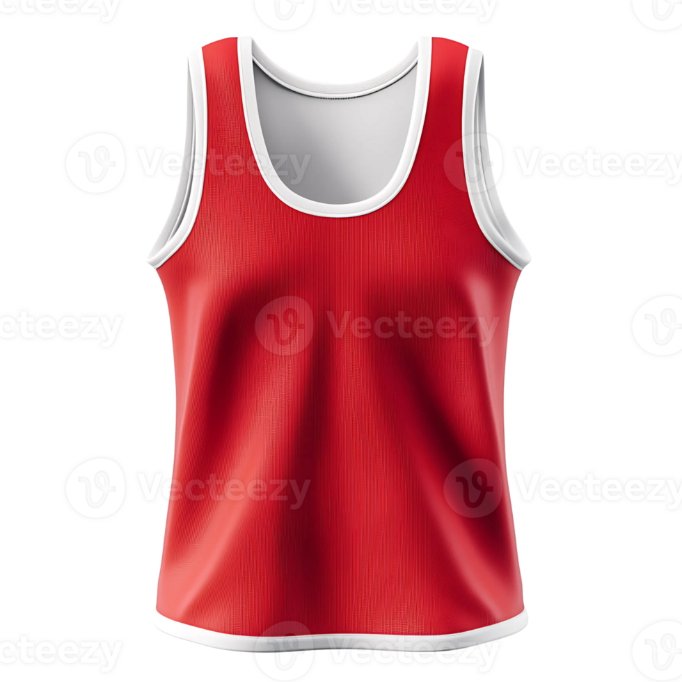 Red Sleeveless Sports Jersey with White Trim png