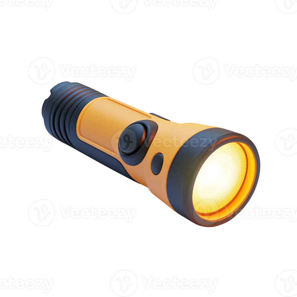 Yellow and Black Flashlight with Glowing Light png