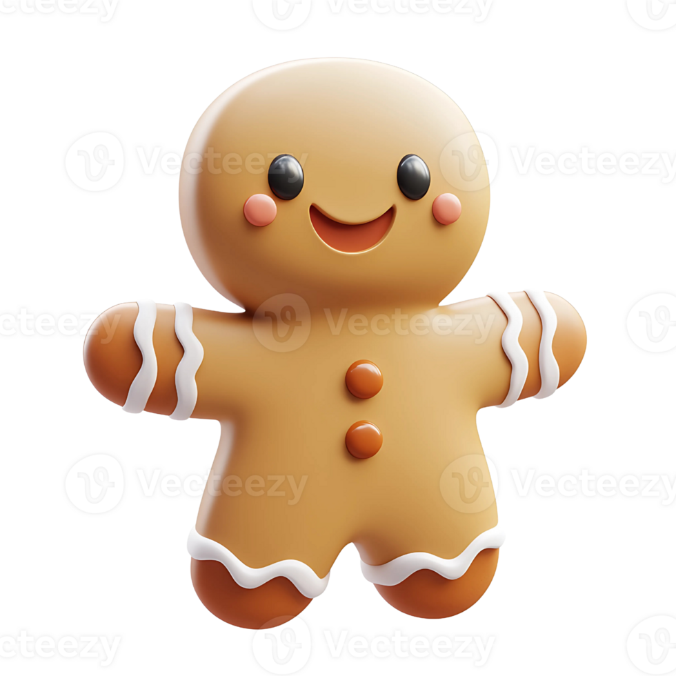 Cute Smiling Gingerbread Man with Icing png