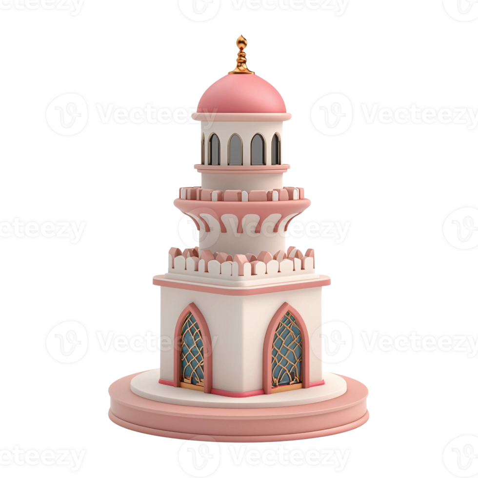 Mosque Tower with Pink and White Design png