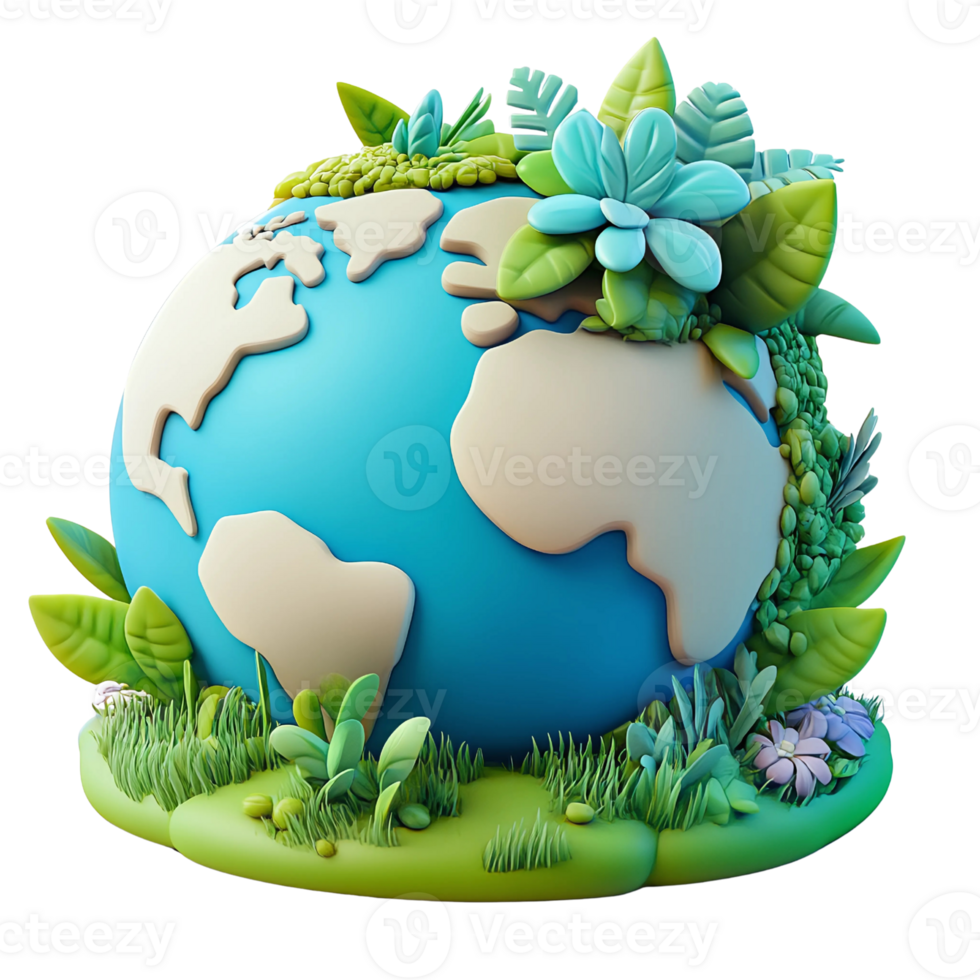 Earth Globe Covered in Lush Greenery png