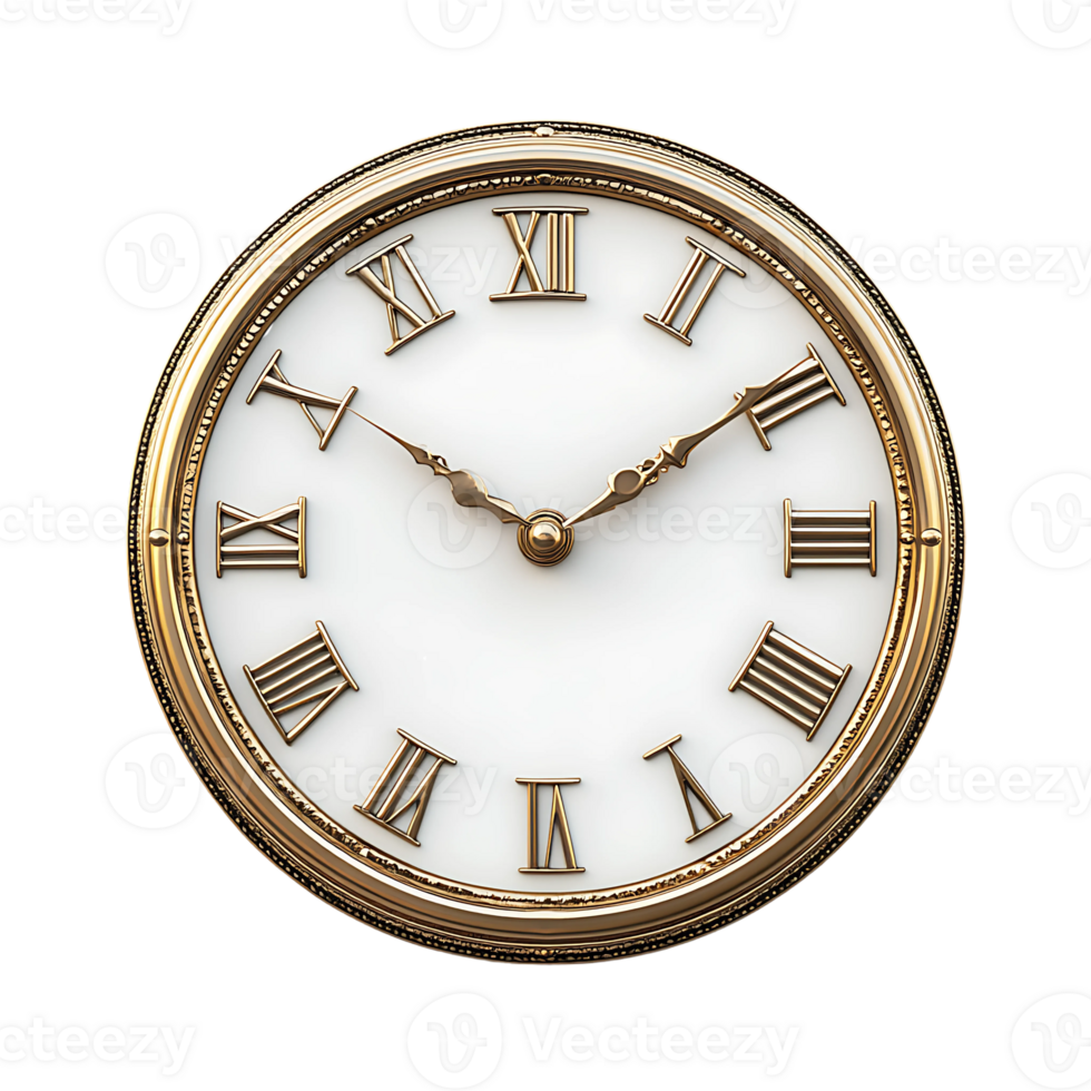 Vintage Gold Roman Numeral Clock png