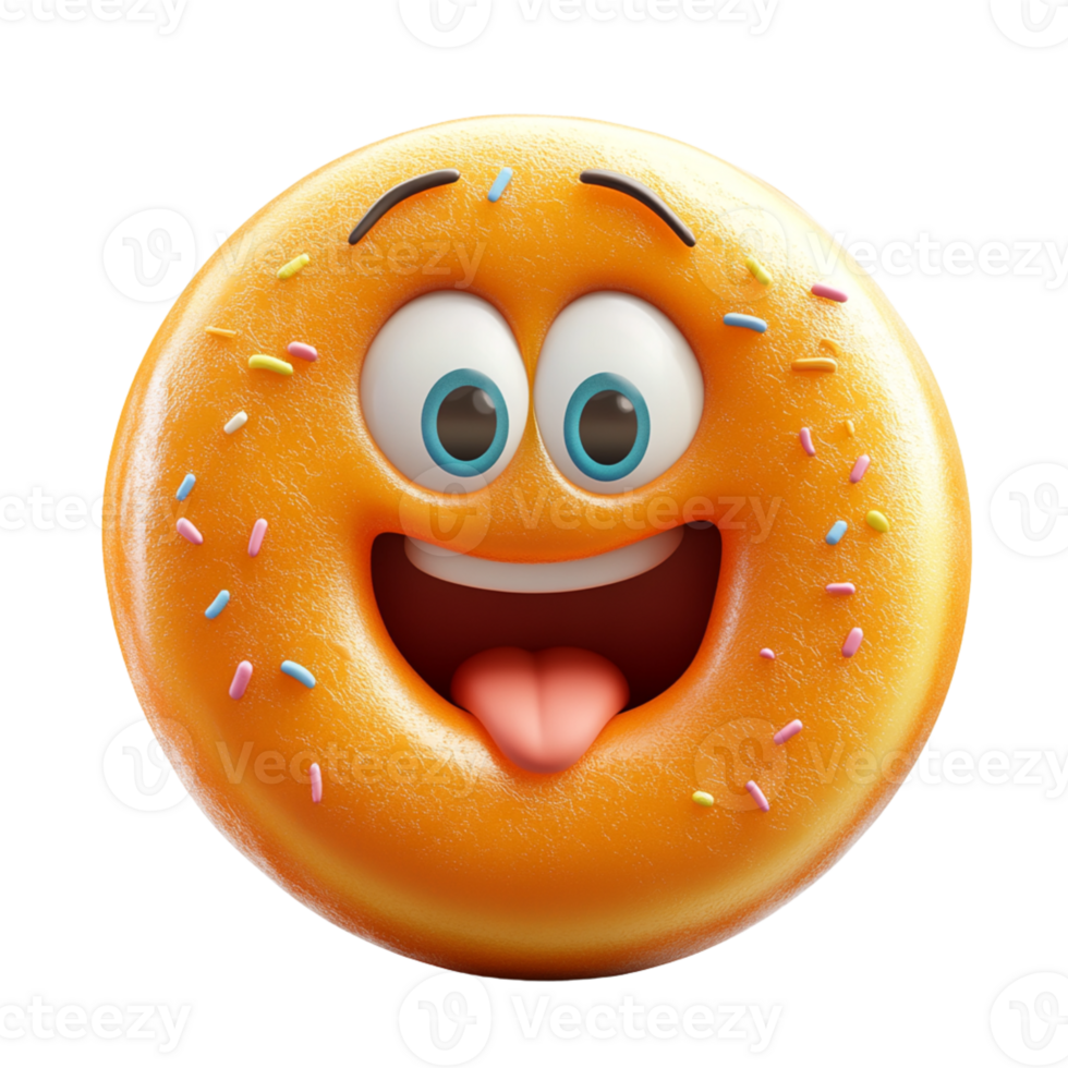 Smiling Cartoon Donuts with Sprinkles png