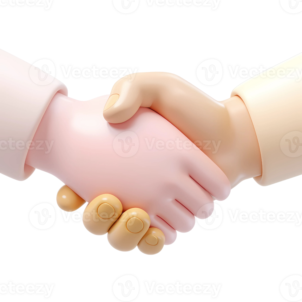 3 Dimensions Cartoon Handshake Symbolizing Partnership png