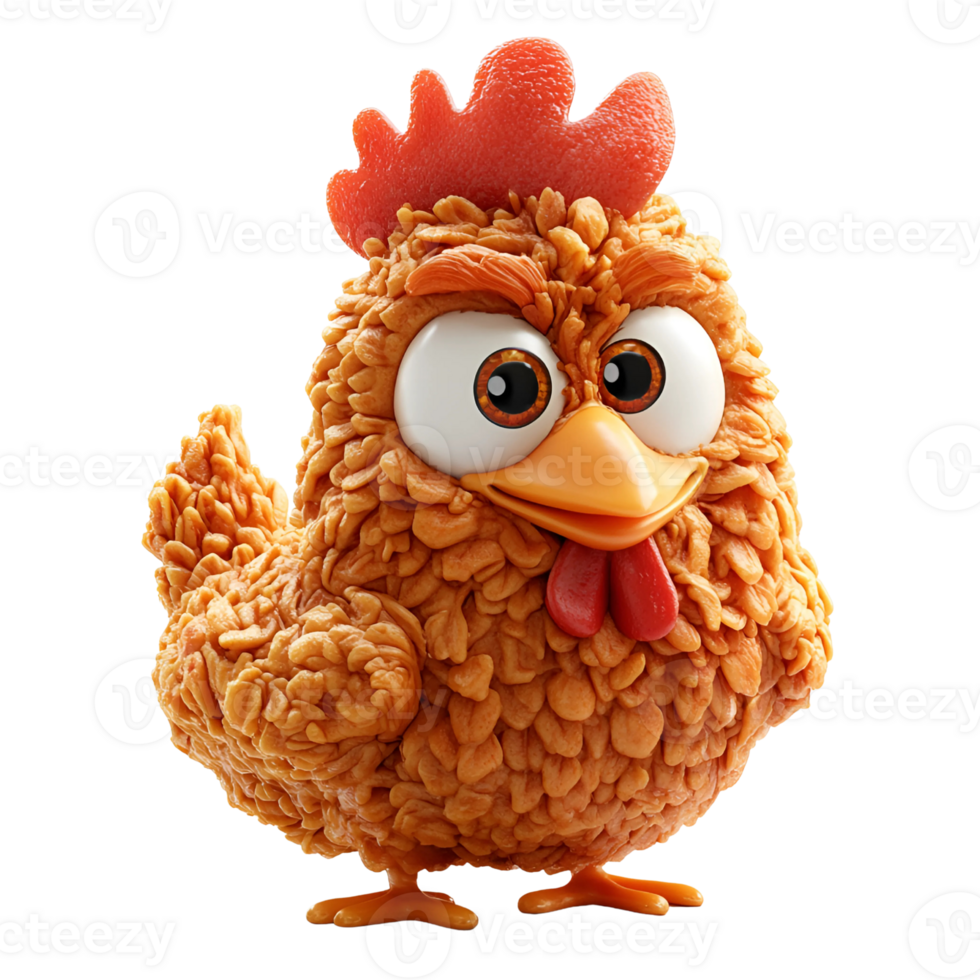 Cartoon Chicken with Fried Chicken Texture png