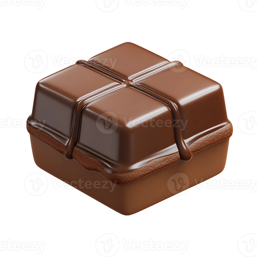 Square Chocolate Dessert with Drizzled Topping png