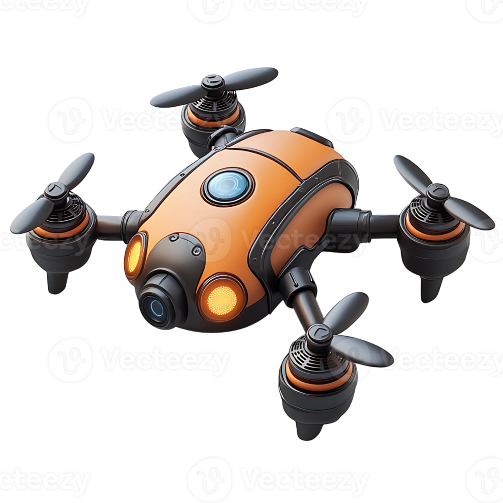 Futuristic Orange and Black Drone png