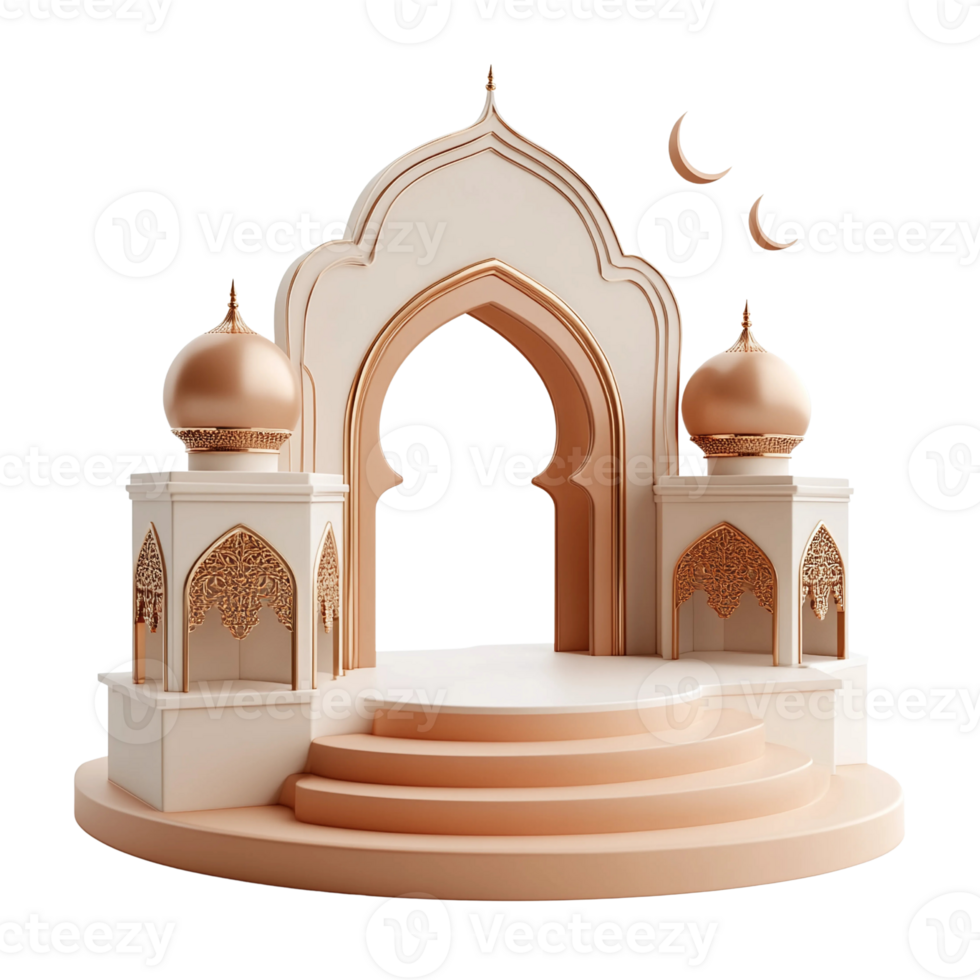 Mosque Entrance with Domes and Crescents png
