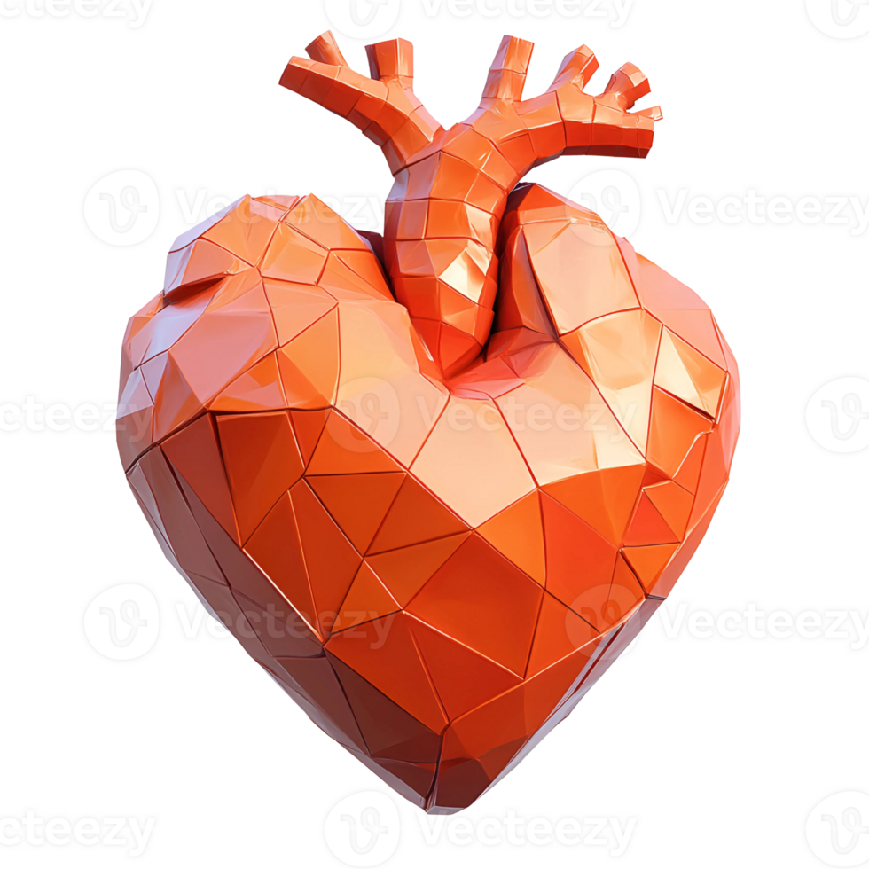 Low-Poly Orange Heart Model png