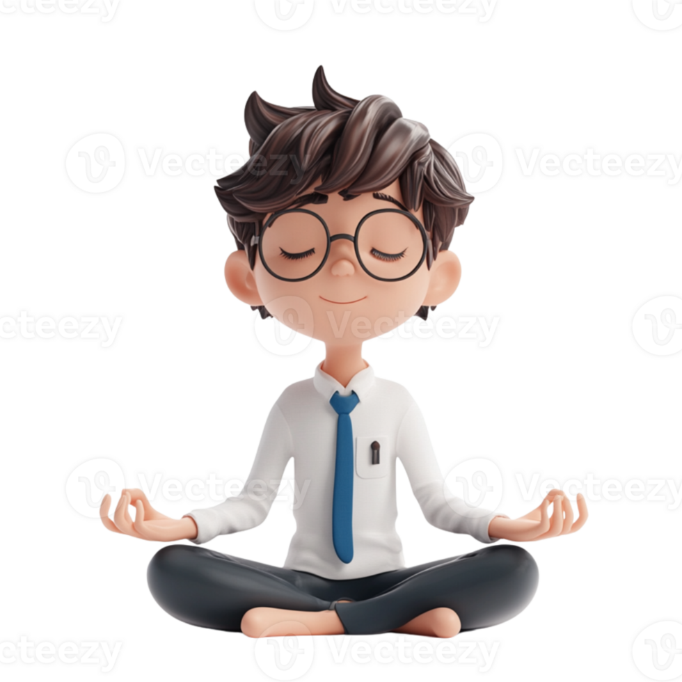 Cartoon Character Meditating in Lotus Position png