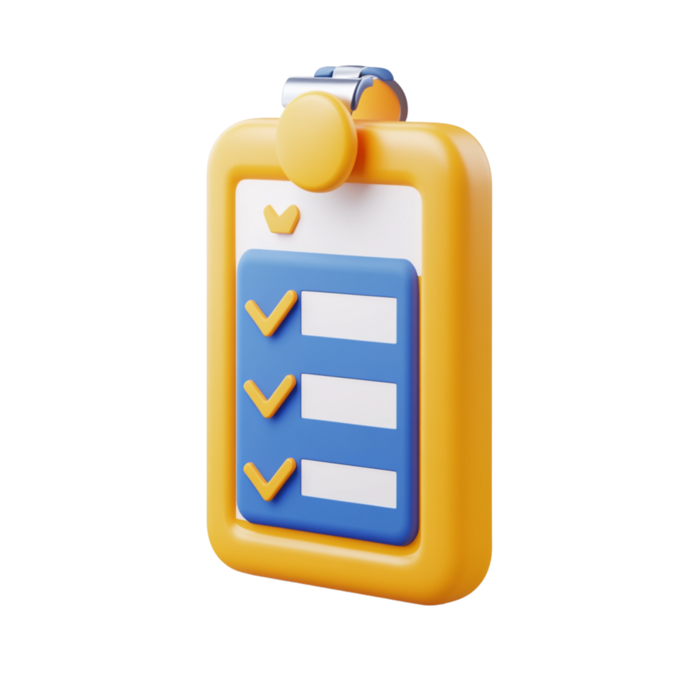 Colorful 3 Dimensions Checklist on Clipboard png