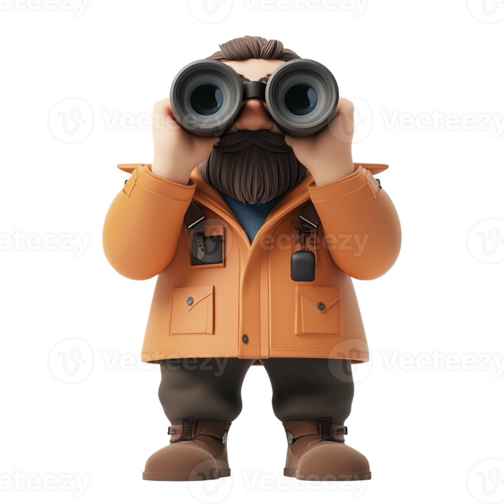 A Man Explorer with Binoculars png