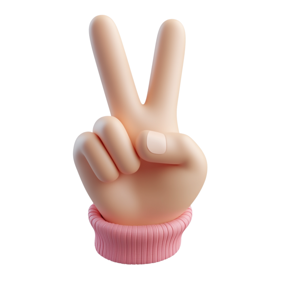 3 Dimensions Peace Sign Hand with Pink Sleeve png