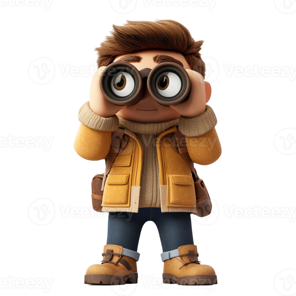 Boy Explorer with Binoculars png