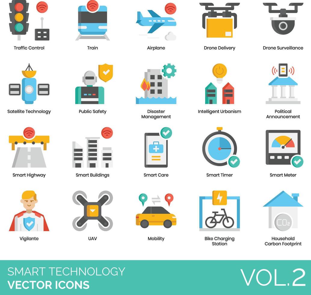 Smart technology icons set, vol 2 vector