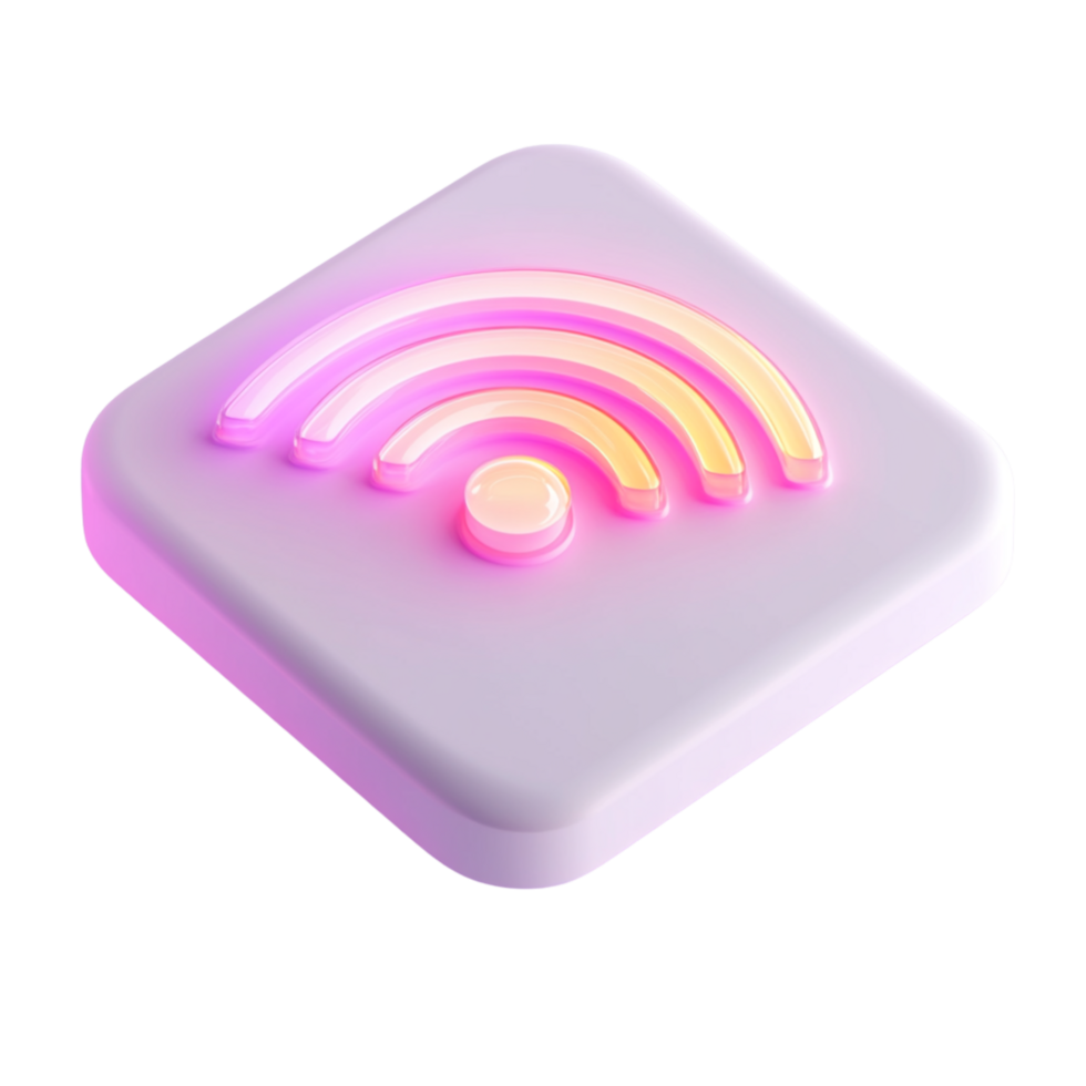 3 Dimensions Neon signal Icon on White Background png