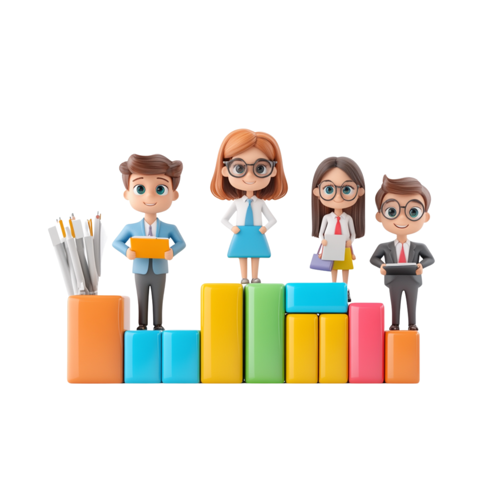 Business Team on Colorful Bar Graphs png